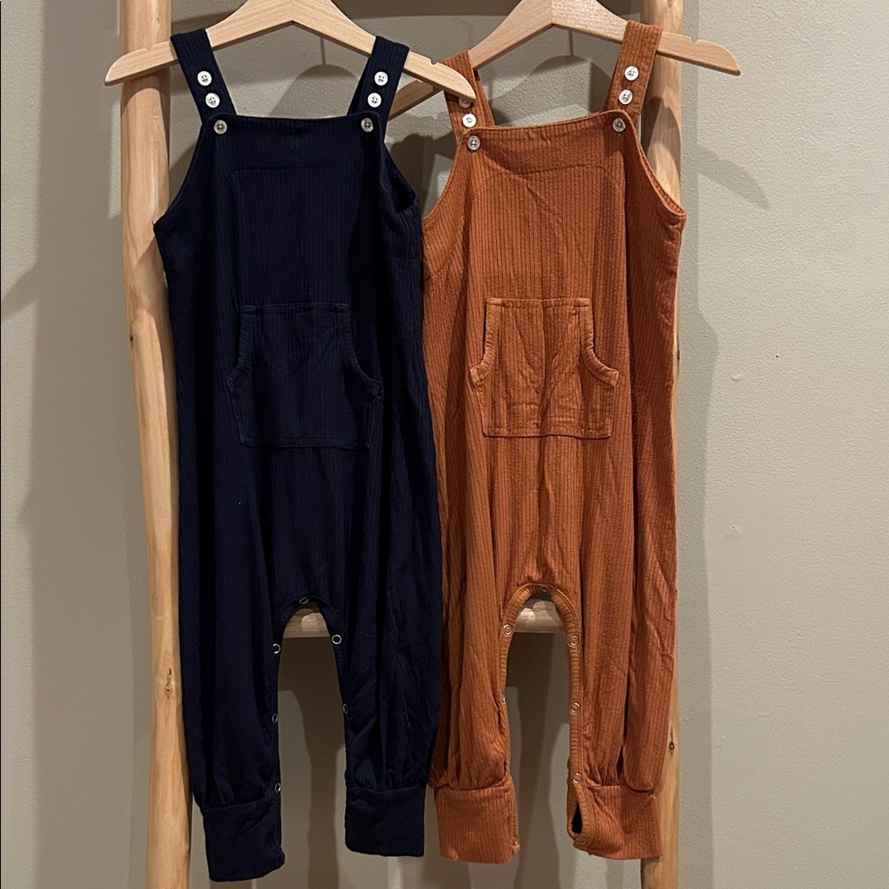 Kate Quinn Kids Overalls in Deep Blue and Warm Orange